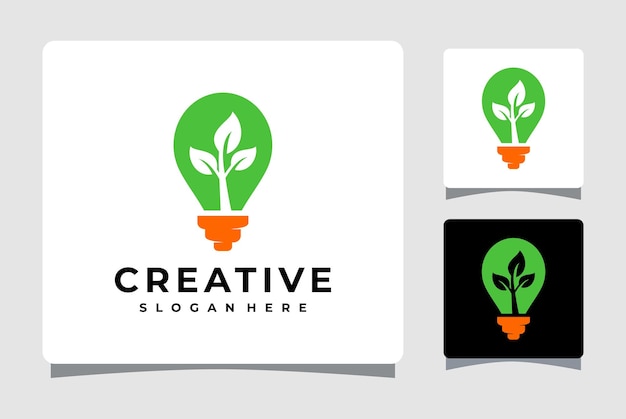 Gloeilamp Natuur Blad Idee Logo Template Design Inspiratie