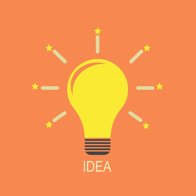 Gloeilamp pictogram Idee platte vector