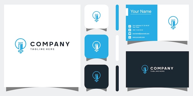 Gloeilampenlamp, idee, creatief, innovatie, energielogo-ontwerp premium vector