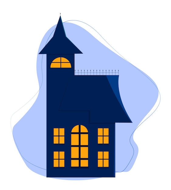 Gloomy house. Simple composition. isolated object. Flat style.