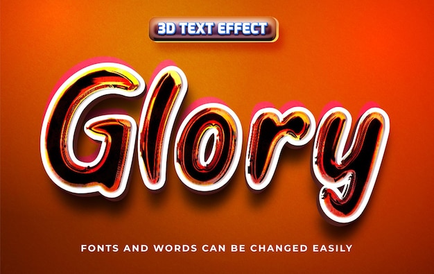 Glory 3d editable text effect style