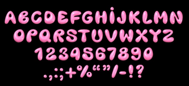 Vector glossy 3d bubble y2k font