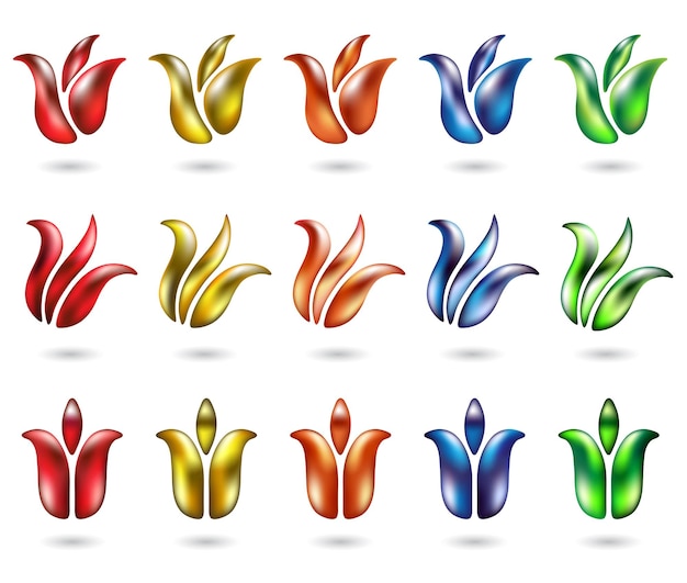 Glossy Abstract Tulip Icons