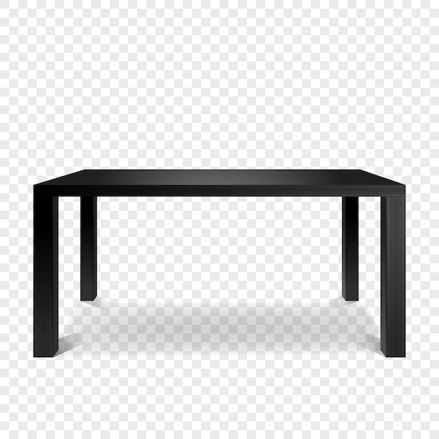 Glossy black table front view.