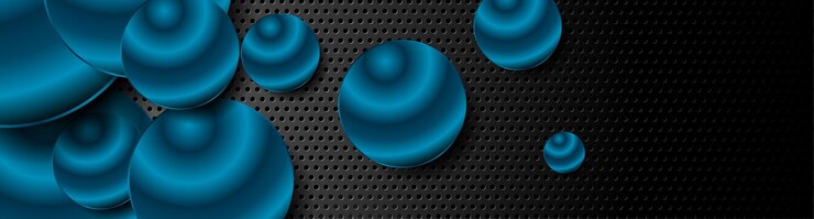 Vector glossy blue circles on dark perforated background