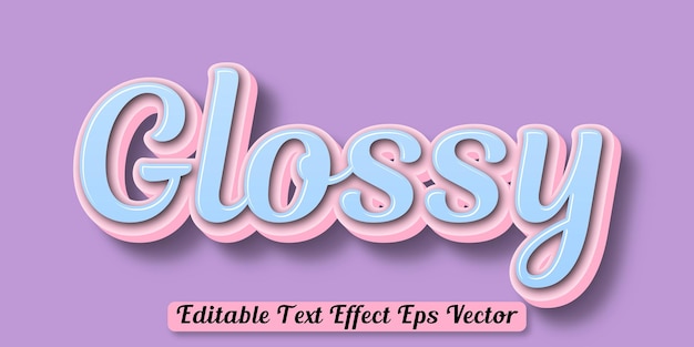 Glossy blue color editable 3d text effect eps vector