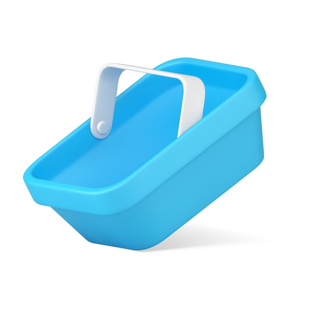 Глянцевая синяя пластиковая корзина для покупок маркетинг электронная коммерция декоративный дизайн реалистичный вектор значка d