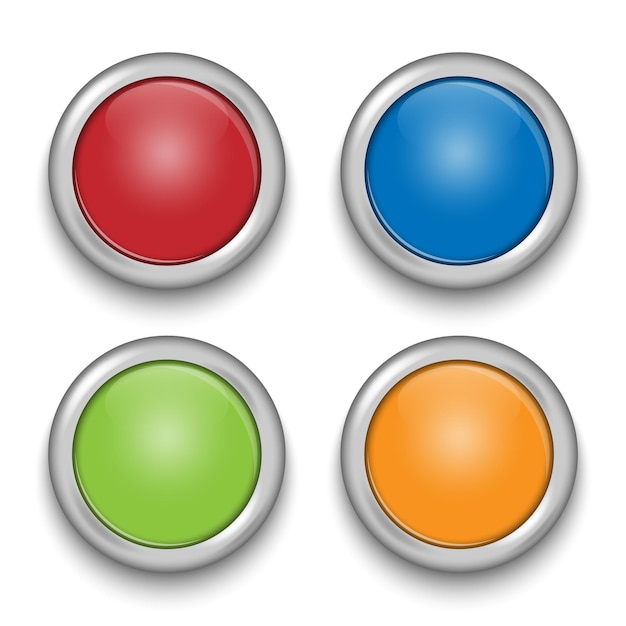 Vector glossy buttons with metallic elements