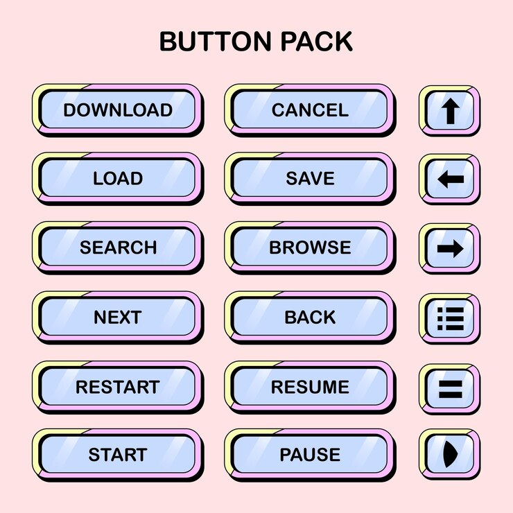 Vector glossy cartoon button pack vector eps for game or app ui