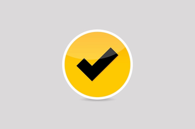 Glossy Check mark sign icon button premium vector