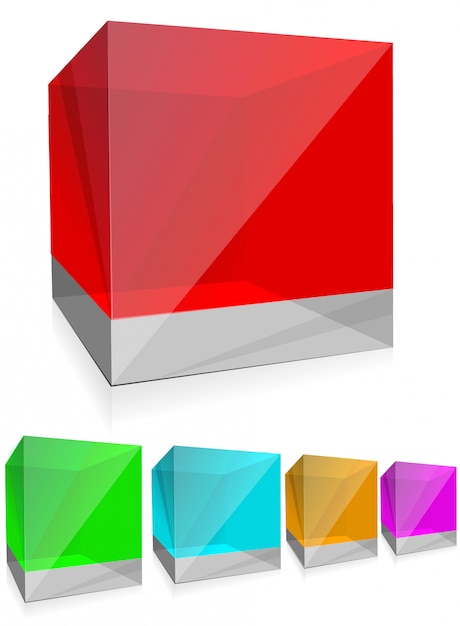 glossy colored glass cubes