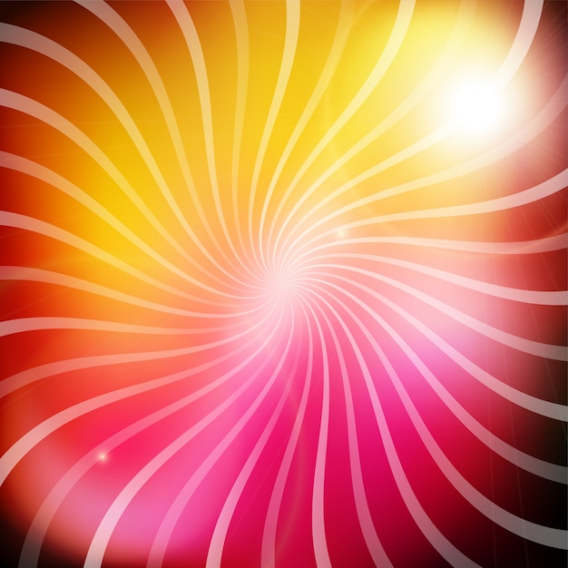 Vector glossy colorful abstract background with twisted rays effect.