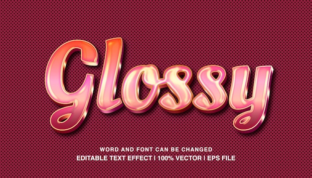 Glossy editable text effect template 3d bold pink glossy luxury typeface