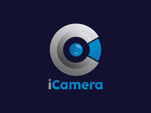 Vettore concetto di design del logo della fotocamera elegante lucido