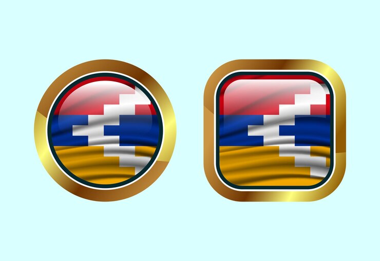 Vector glossy flag button of artsakh high quality web button design