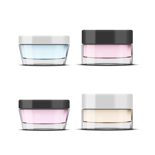 Vector glossy glass cosmetic jar makeup product package