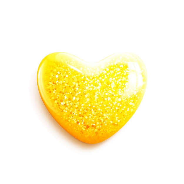 Блестящая золотая 3d-икона сердца с блеском любовный символ для поздравительных карточек баннеров на день святого валентина