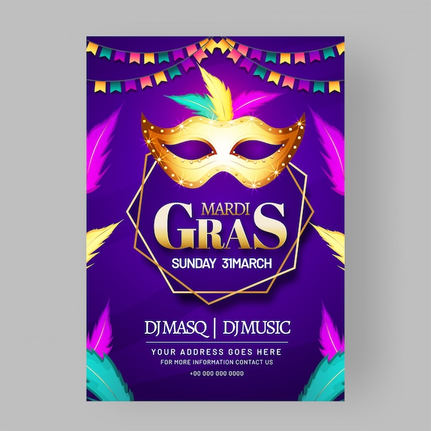 Vector glossy golden party mask poster