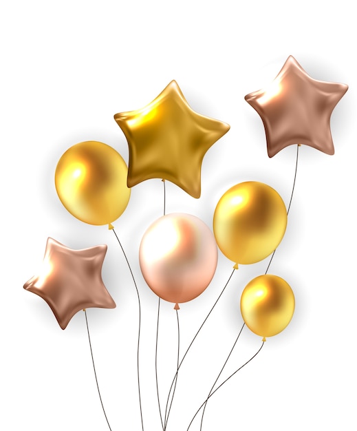 Vector glossy happy birthday balloons background