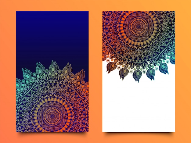 Глянцевый дизайн мандалы в двух разных цветовых вариантах.
