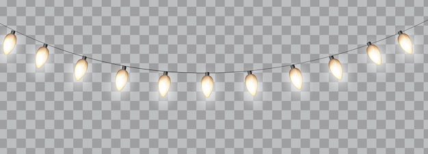 Glossy party bulb garland isolated on transparent background.