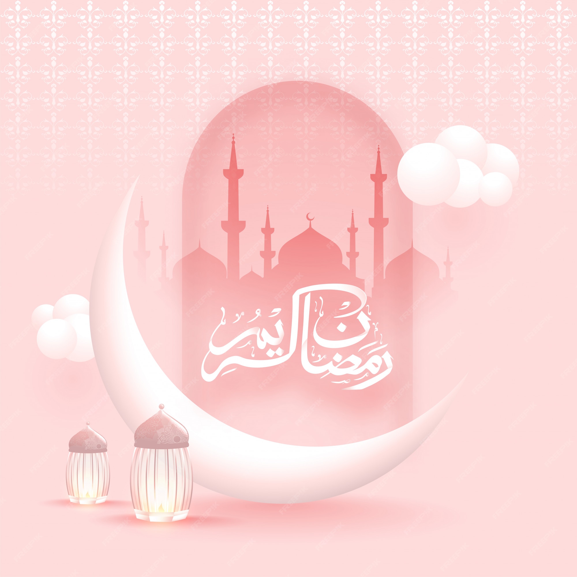 Premium Vector | Glossy pastel pink islamic pattern background ...