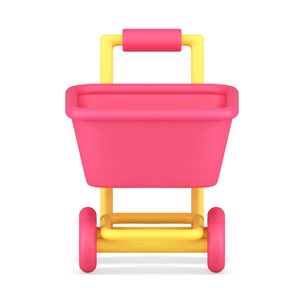 Vector glossy pink supermarket trolley business shopping retail mobile application d icon vector