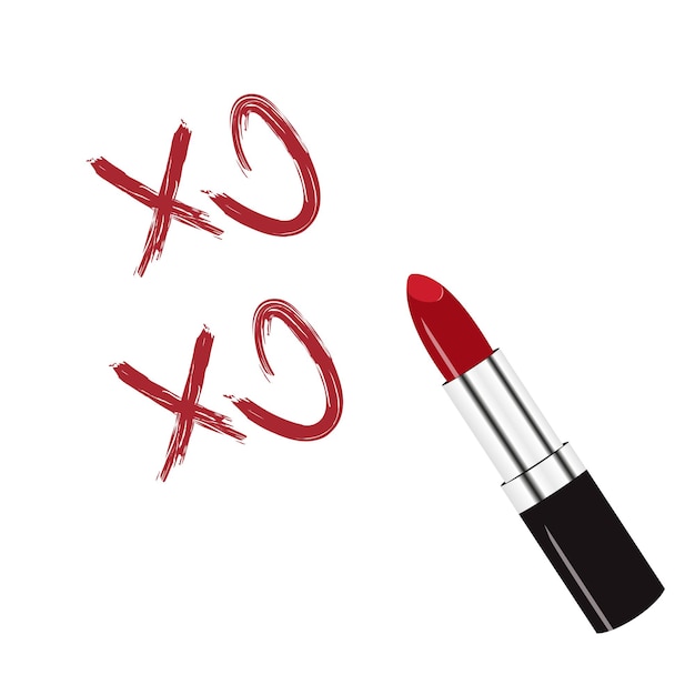 Glossy red lipstick with xo xo