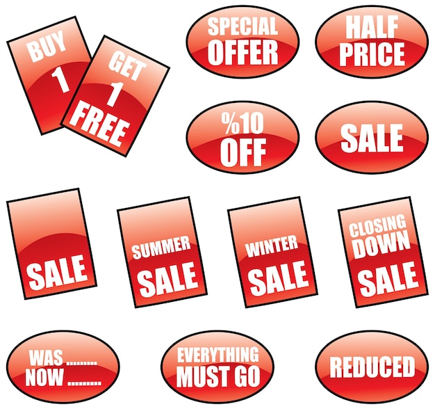 Vector glossy sale labels and price tags