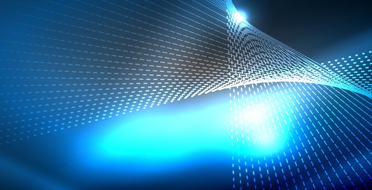Vector glossy shiny glowing neon waves