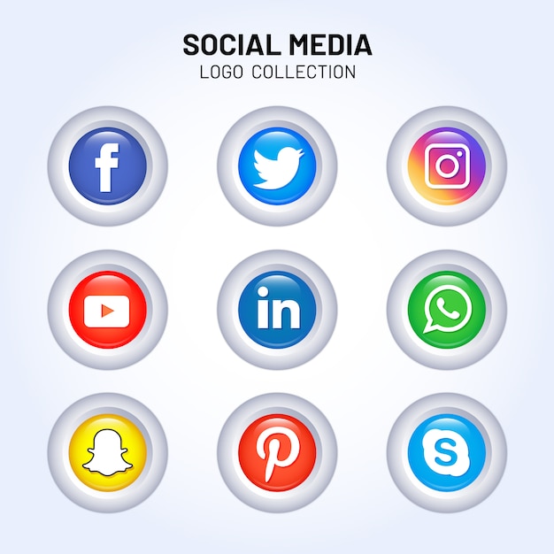 Glossy social media logo collections