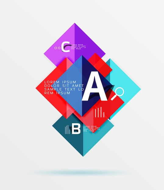 glossy squares with text abstract geometric design concept vector template background for workflow layout diagram number options or web design