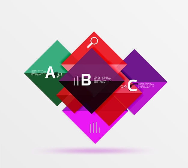 glossy squares with text abstract geometric design concept vector template background for workflow layout diagram number options or web design