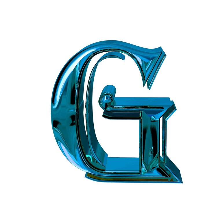 Vector glossy threedimensional letters in blue letter g