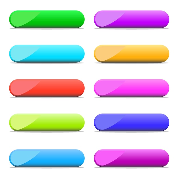 Glossy Web Buttons Colorful Set Vector Stock illustration Icon