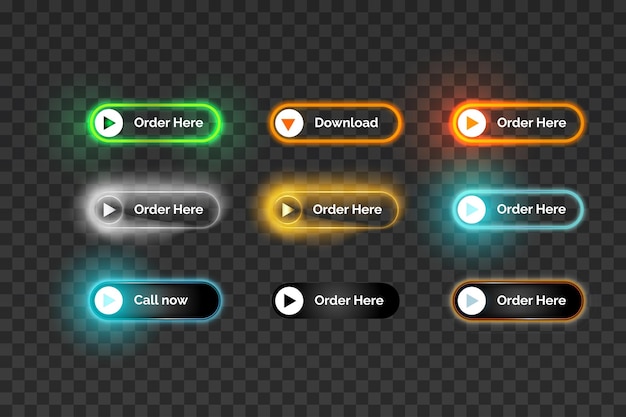 glossy web buttons set in different colors
