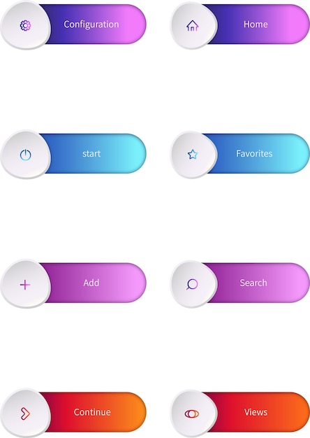 Glossy web buttons set in different colors