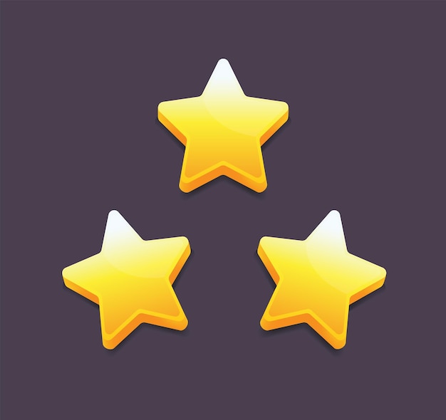 Glossy Yellow Cool Stars Elements For Game Design Applications