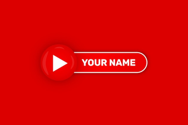 사용자 이름 배너가 있는 광택 YouTube 아이콘 레이블 Premium Vector