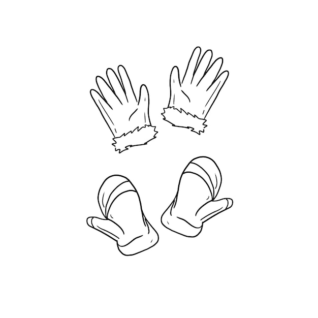 glove handrawn doodle illustrations vector