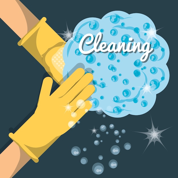 Gloves and bubble of cleaning service