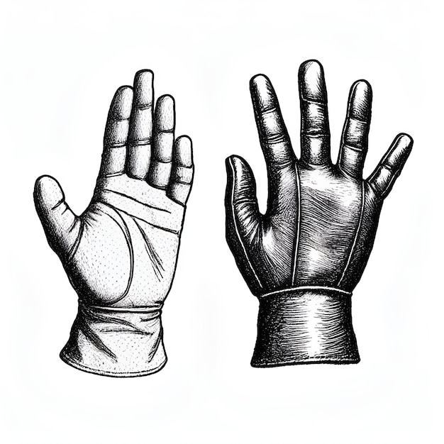 Vector gloves monochrome ink sketch vector drawing engraving style vector illustration