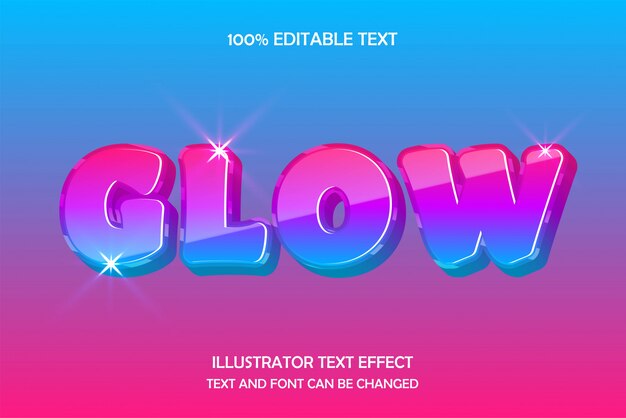 Glow,3d editable text effect modern shadow glow style