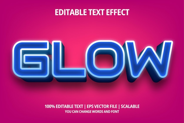 glow 3d editable text effect style