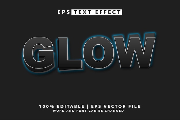 glow 3d editable text effect vector design