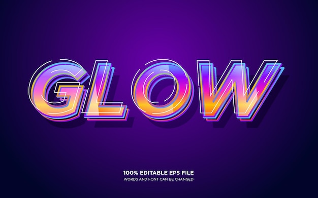 Vector glow 3d editable text style effect