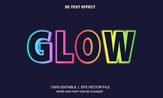 Glow 3d text effect, typography effect design