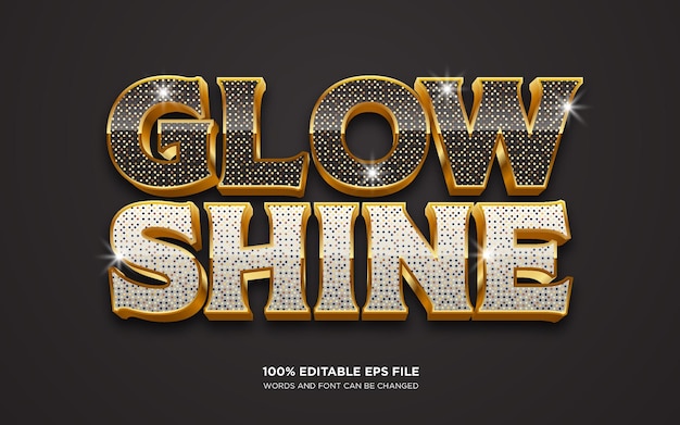 Vector glow and shine goud bewerkbaar tekststijleffect