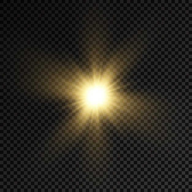 Свечение яркая звезда светящийся свет вспыхивает желтые солнечные лучи вспышка солнечного света
