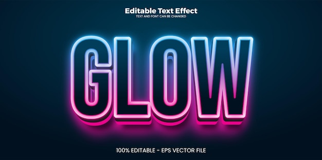 Glow editable text effect in modern trend style